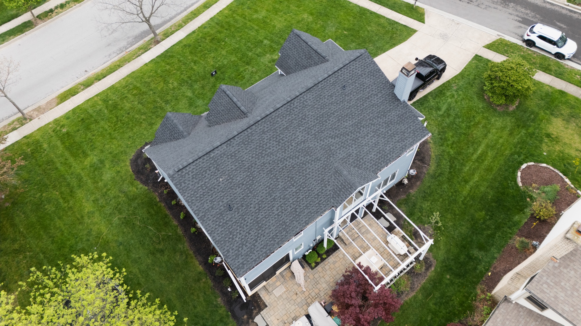 Recent roof replacement project - aerial view