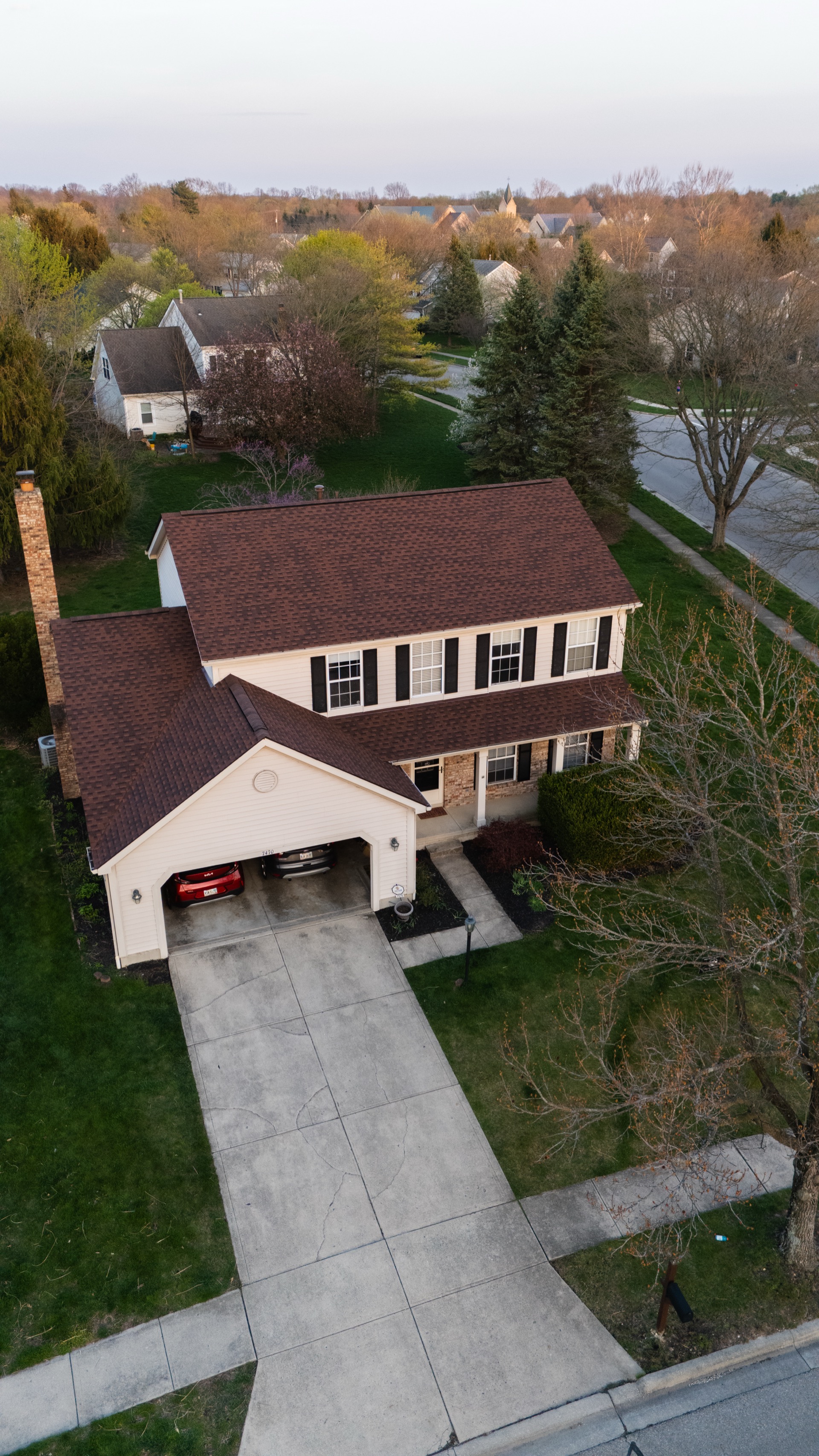 Completed brown roof - aerial drone shot 2